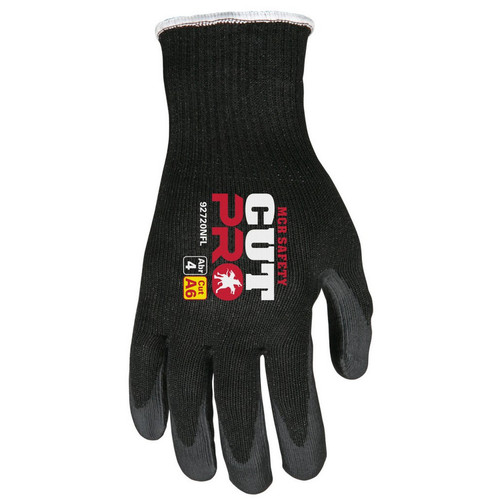 MCR Safety 92720NFS Memphis Cut Pro, 10ga Black HPPE with black nitrile foam coating.