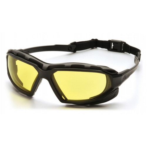 Pyramex Safety SBG5030DT Highlander Plus - Black-Gray Frame/Amber Anti-Fog Lens Safety Glasses