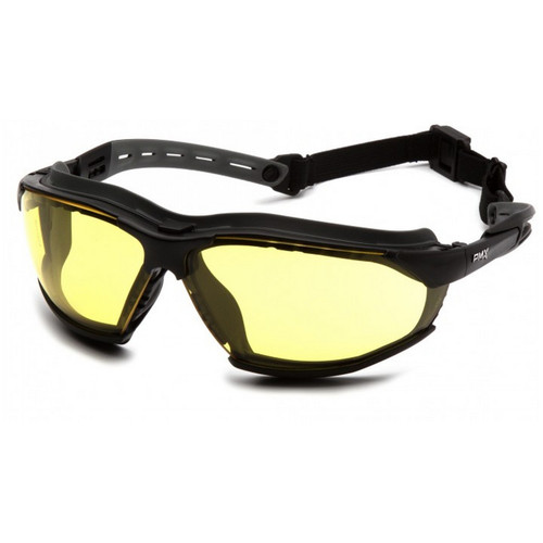 Pyramex Safety GB9430STM Isotope - Black-Gray Body / Amber H2MAX AF Lens Safety Glasses