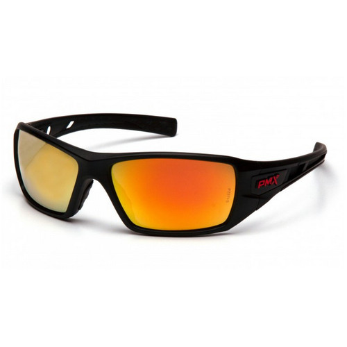 Pyramex Safety SBRF10445D Black/Red Frame/Ice Orange Mirror Lens Safety Glasses