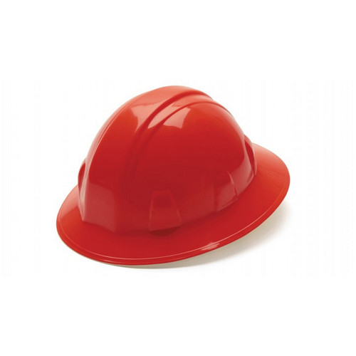 Pyramex Safety HP24120 SL Series Full Brim Hard Hat - Red-Full Brim 4 Pt Ratchet Suspension