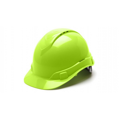 Pyramex Safety HP44131V Ridgeline Hard Hat - Hi Vis Green-Ridgeline Vented Cap Style 4 Pt Ratchet Suspension