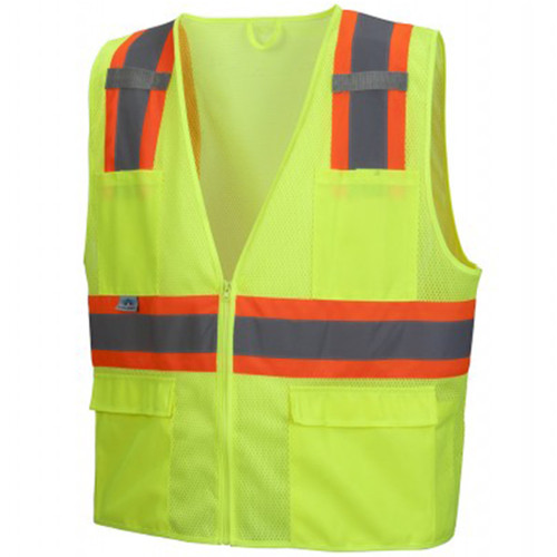 Pyramex Safety RVZ2310 Type R - Class 2 Hi-Vis Lime Safety Vest