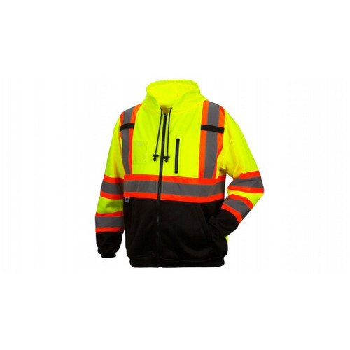 Pyramex Safety RCSZH3310 Canadian Premium Zipper Sweatshirt Lime ANSI Type R Class 3