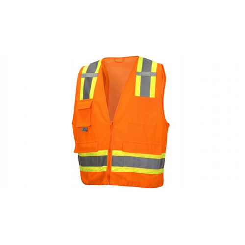 Pyramex Safety RCZ2420 Safety Vest - Hi-Vis Orange Vest with Contrasting Reflective Tape ANSI Type R Class 2