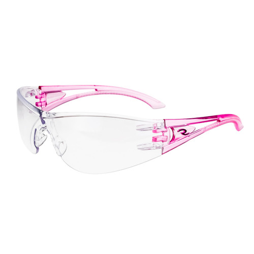 Radians OP6710ID Optima Pink Temples, Clear Lens Safety Glasses