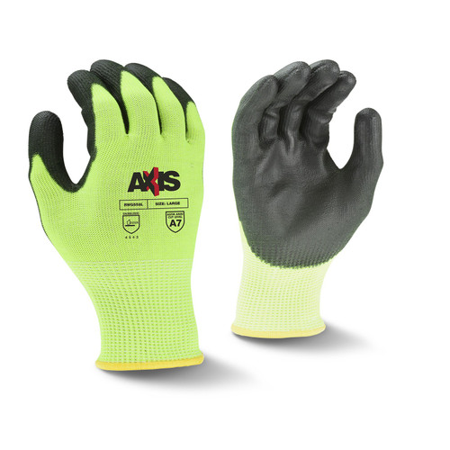 Radians RWG558 13 Ga Hi-Viz HPPE W/ Steel W/Pu, Ansi 7, Cut Resistant Glove, A7