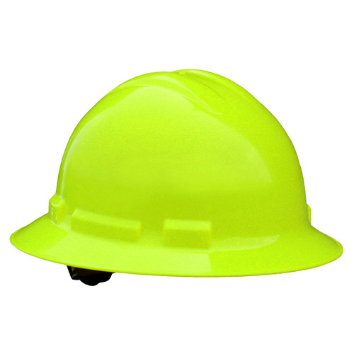 Radians QHR6-GREEN-HV 6 Pt Ratchet Full Brim Hard Hat Green HV