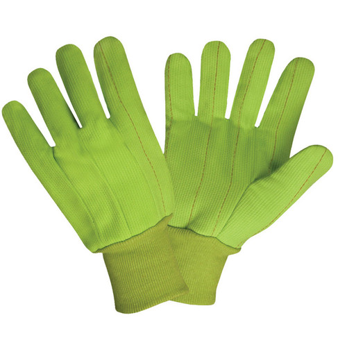 Cordova 2850CD Canvas, Knit Wrist, Double Palm, Hi-Vis Lime