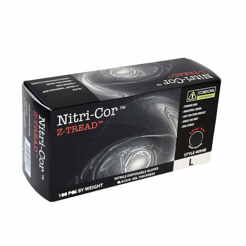 Cordova COR4094B Disposable, Nitri-Cor Z-Tread, Food Service, Nitrile, Powder Free, 6 mil