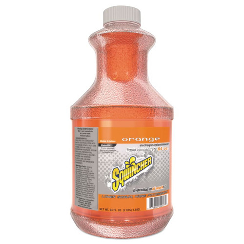 Sqwincher 690-159030324 Liquid Concentrate, Orange, 64 oz, Bottle, Yields 5 gal. 6 Bottles/Case