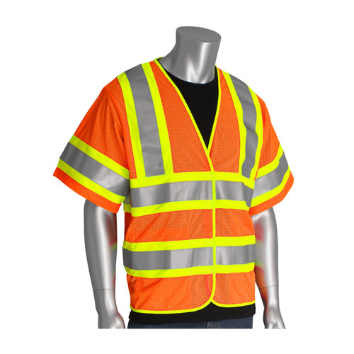PIP 305-HSVPFR ANSI Type R Class 3 FR Treated Two-Tone Mesh Vest Hi-Vis Orange