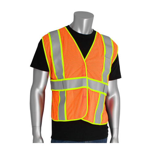 PIP 305-USV5FR ANSI Type R Class 2 Two-Tone Expandable FR Treated Mesh Vest Hi-Vis Orange