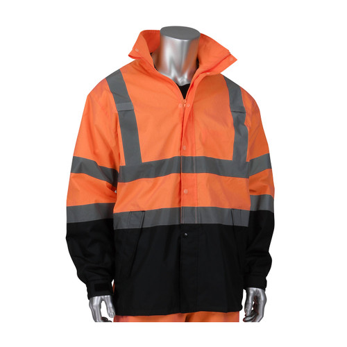 PIP 353-1200 Viz ANSI Type R Class 3 Value All Purpose Waterproof Jacket with Black Bottom Hi-Vis Orange