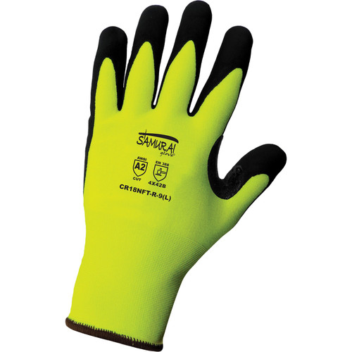 Global Glove CR18NFT-R - Samurai Glove High-Visibility Coated Gloves, Cut Resistant Glove, A2