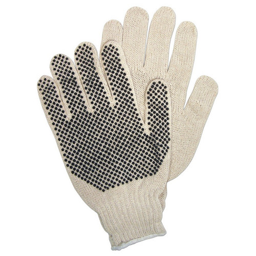 MCR Safety 9650S 7 Gauge, Regular WeightÂ WhiteÂ Cotton/Polyester,Â Black PVC Dots on 1 side