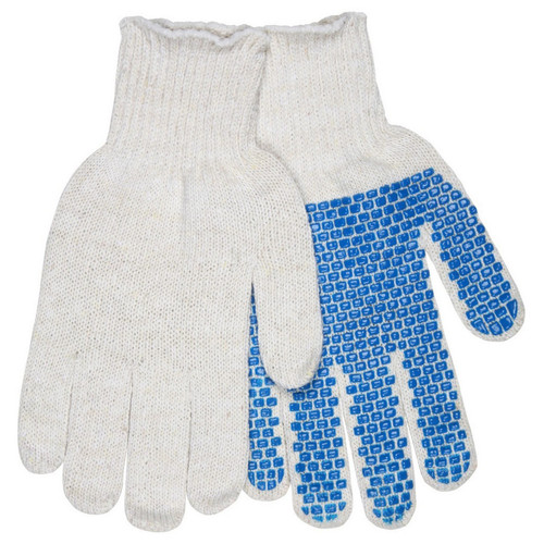 MCR Safety 9650SMB 7 Gauge Regular Weight Cotton/Polyester, Blue PVC Blocks 1 Side