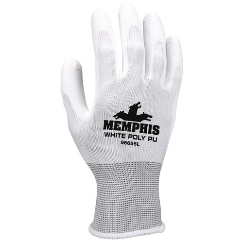 MCR Safety 9665XXS 13 Gauge White Nylon Shell, White PU Palm & Fingers
