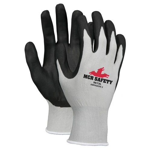 MCR Safety 9673S Memphis, 13 Gauge GrayÂ  Nylon, Black Nitrile Foam Dipped Palm/Fingers
