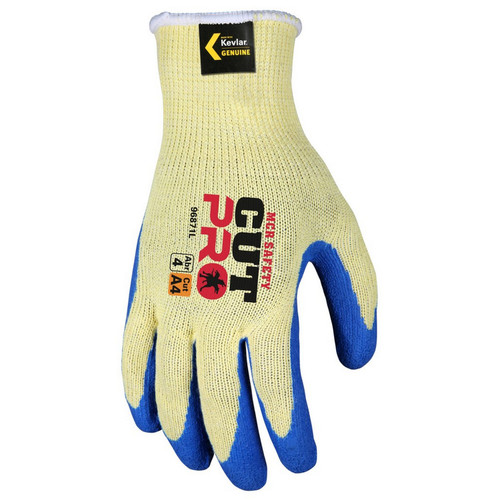 MCR Safety 96871S Flex Tuff 2 Kevlar, 10 Gauge DuPont Kevlar/Synthetic fibers, blue latex palm & fingers
