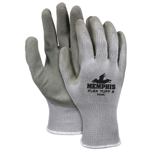 MCR Safety 9688S Memphis Flex Tuff II, 10 Gauge Cotton/Polyester Shell, Latex Palm & Fingertips,Â Knit Wrist