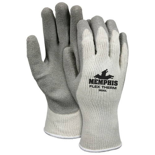 MCR Safety 9690 FlexTherm, 10 Gauge gray acrylic/cotton polyester shell, latex palm & fingertips