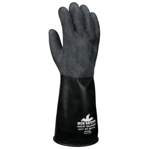 MCR Safety CP25RS Butyl Rubber 25 milÂ Rough Finish, Gauntlet Rolled Cuff 14" Length