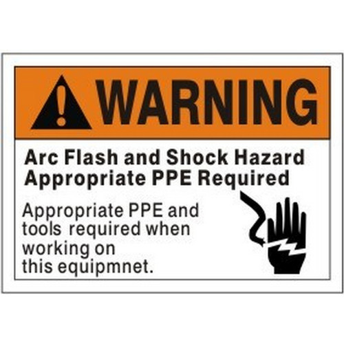 Safehouse Signs AF-651514 Warning Arc Flash And Shock Hazard Appropriate Ppe Required, 3X5, Adhesive Vinyl
