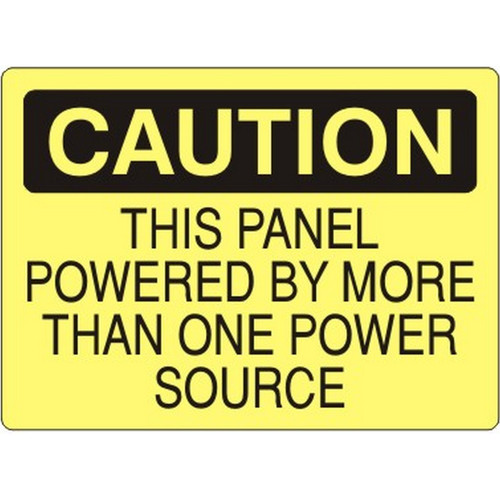 Safehouse Signs C-811314 This Panel Powered By More Than One Power Source - Caution Sign, 3X5, Adhesive Vinyl