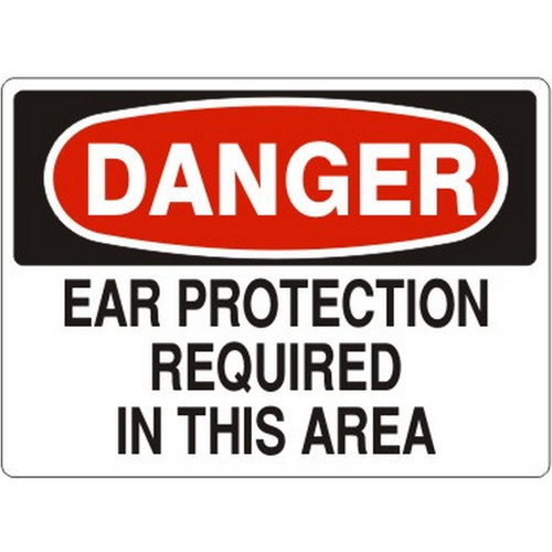 Safehouse Signs D-160641 Ear Protection Required In This Area - Danger Sign, 14X20, Aluminum (.040)