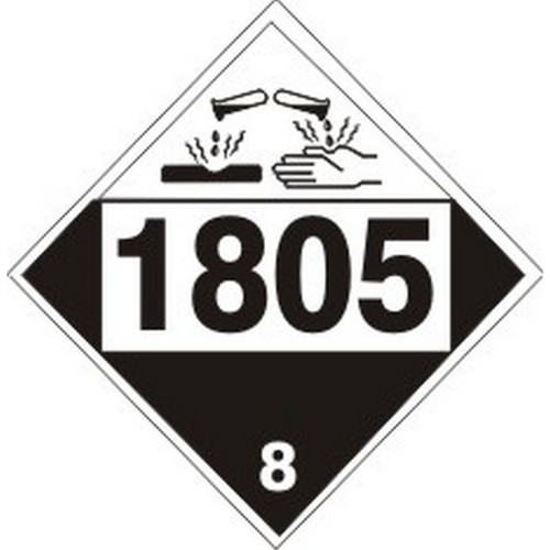Safehouse Signs DOT-18054 1805 Phosphoric Acid - Class 8 Placard, 10.75, Adhesive Vinyl
