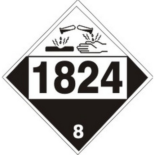 Safehouse Signs DOT-18244 1824 Sodium Hydroxide Solution - Class 8 Placard, 10.75, Adhesive Vinyl