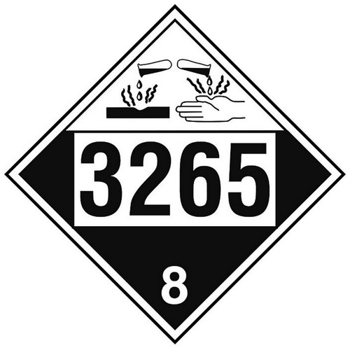 Safehouse Signs DOT-32654 Corrosive Picto 3265 Corrosive Liquid  Acidic  Organic N.O.S. Class 8, 10.75, Adhesive Vinyl