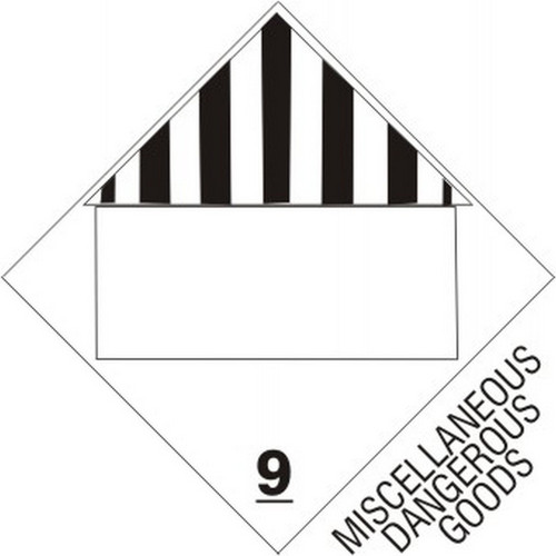 Safehouse Signs DOT-96724 Miscellaneous Dangerous Goods Blank - Class 9 Placard, 10.75, Adhesive Vinyl