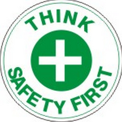 Safehouse Signs FD-27 Think Safety First With Cross Picto Floor Decal, 17, Anti-Slip