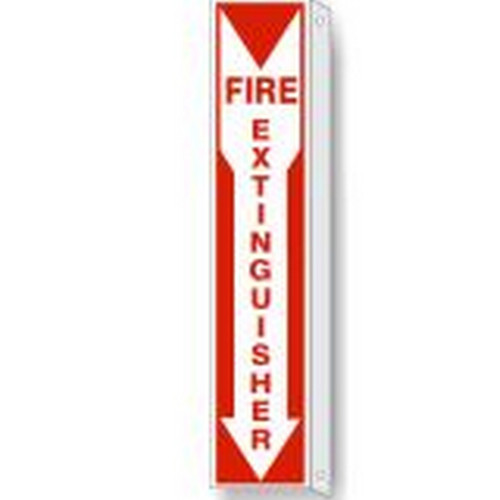 Safehouse Signs FL-26313 Fire Extinguisher Wht/Red Down Arrow With  Flange, 20X4, Plastic (.040)