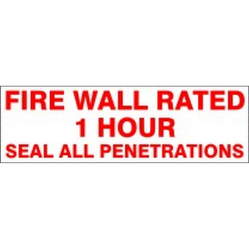 Safehouse Signs FWS-F4 Fire Wall Rated 1 Hour Seal All Penetrations, 4X12, Adhesive Vinyl