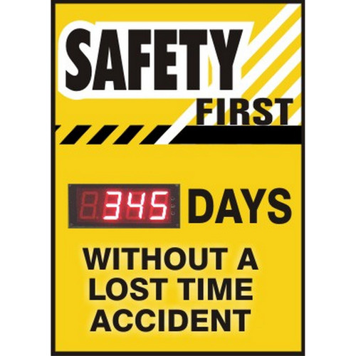 Safehouse Signs LTA-121159 Safety First Days Without A Lost Time Accident - Digital Scoreboard, 28X20, Sintra