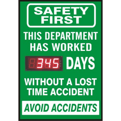 Safehouse Signs LTA-710759 Safety First This Department Has Worked Digital Days  Without A Lost Time Accident - Digital Scoreboard, 28X20, Sintra