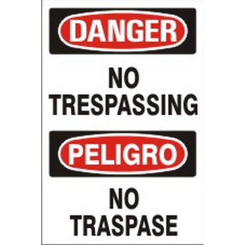 Safehouse Signs M-993733 No Trespassing Peligro No Traspase - Danger Sign, 10X14, Plastic (.040)
