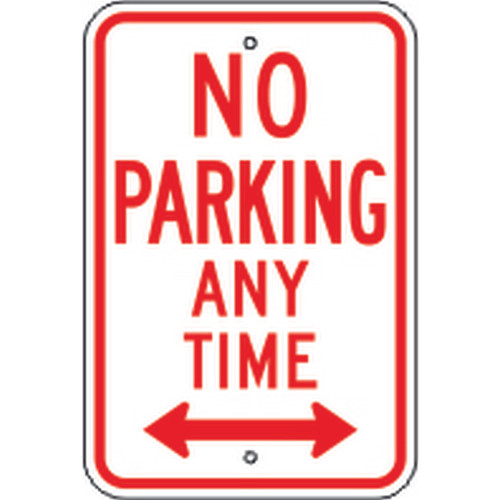 Safehouse Signs R7-1RA5 No Parking Any Time Dual Arrow - Parking Control Signs, 18X12, Aluminum (.080) Egp Reflective