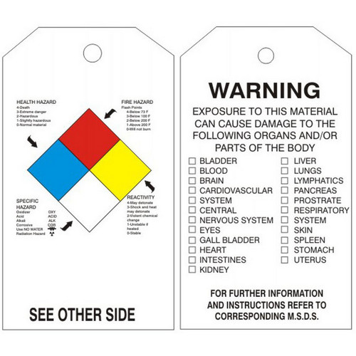 Safehouse Signs RTK-03 Right-To-Know Accident Prevention Tag Health Fire Reactivity, 6X3, Rigid Vinyl