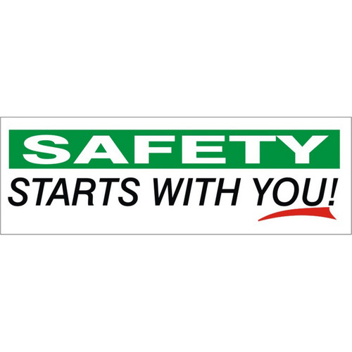 Safehouse Signs SB-368 Safety Wht/Grn Starts With You! Red Underline, 24X60, Banner