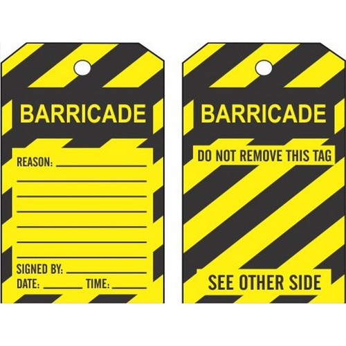 Safehouse Signs TB-154 General Barricade Tags, 6X3, Tagboard