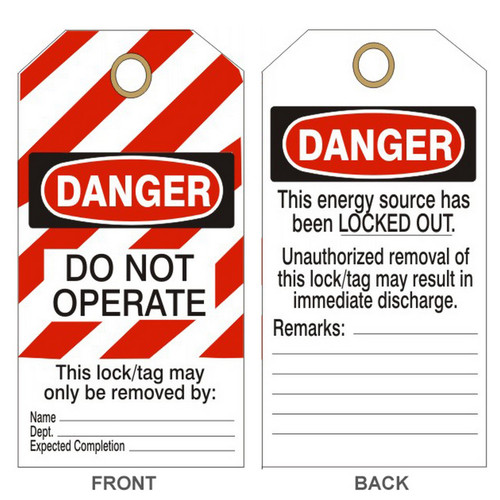 Safehouse Signs VT-177 Danger Do Not Operate This Energy Source Has Been Locked Out Tags, 6X3, Rigid Vinyl
