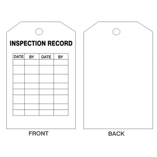 Safehouse Signs VT-424 Inspection Record Tags, 6X3, Rigid Vinyl