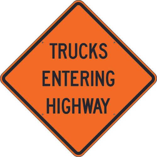 Safehouse Signs W16-30HIA32 Trucks Entering Highway - Warning Traffic Sign, 48, Aluminum (.080) Hip Reflective