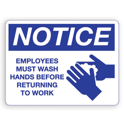 Palmer IS8001-15 Employee Wash Hands Notice Sign Blue