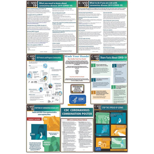 Safehouse Signs COMBO-GV Laminated Tag Board, 36X24, Coronavirus Covid-19 Combo Poster Â– Germ And Virus Prevention Poster