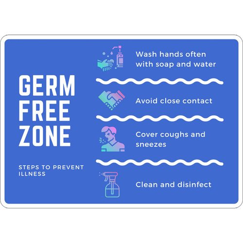 Safehouse Signs GV-11134 Adhesive Vinyl, 10X14, Germ Free Zone  Germ And Virus Prevention Sign